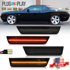 Smoke Lens Led Side Marker Light for 08-14 Dodge Challenger Front Amber Rear Red