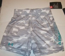 NEW Under Armour 24 Months M elastic waist shorts little boy toddler gray white