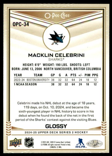 2024-25 UD UPPER DECK SERIES 1 & 2 HOCKEY O-PEE-CHEE GLOSSY CARDS *U-Pick List* - Picture 78 of 110