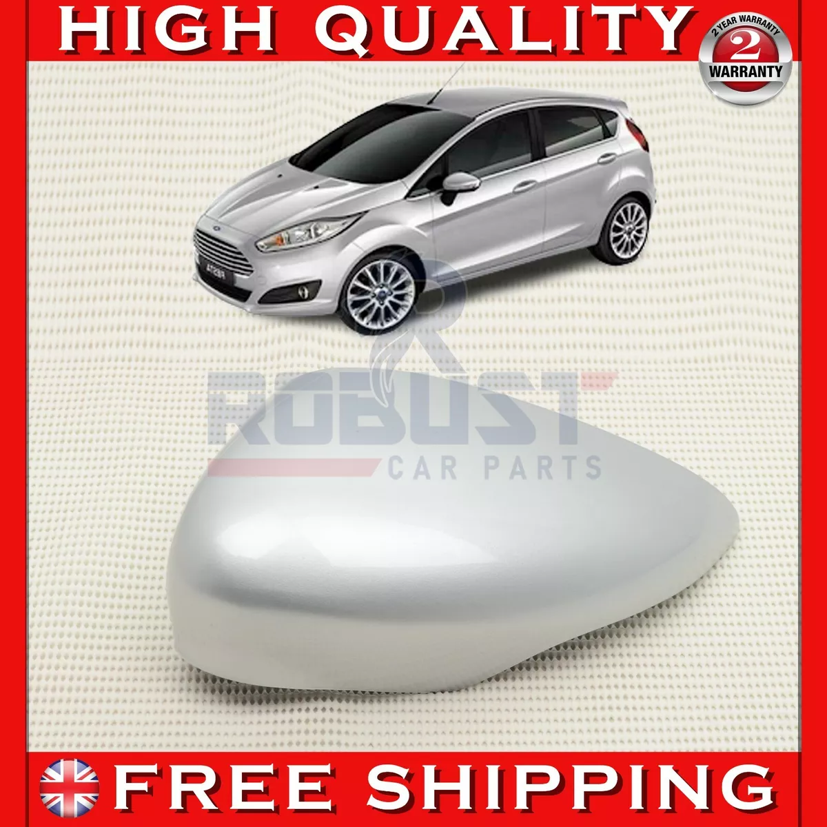 MOONDUST SILVER LEFT PASSENGER SIDE DOOR WING MIRROR COVER FOR FORD FIESTA MK7