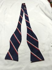 Robert Talbott Navy White Red Striped Bow Tie Royal Navy