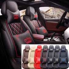 Luxury Leather Car 5 Seat Covers Front Rear Full Set Cushion Protector Universal