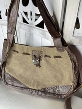 D Antico Vegan Leather & Suede Large Boho Hobo Bag Cinch Shoulder Bag