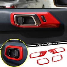 Fit For 2021-2024 Ford Bronco ABS Red Interior Door Handle Bowl Panel Cover Trim