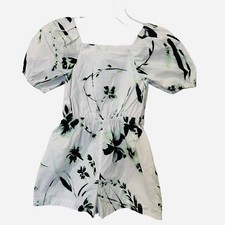 Tanya Taylor Romper Girls XS White Floral Mini Stevie Smocked NWT