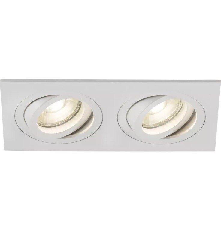 Knightsbridge AMBAR Twin Tilt Square Downlight Adjustable Heads GU10 IP20 White
