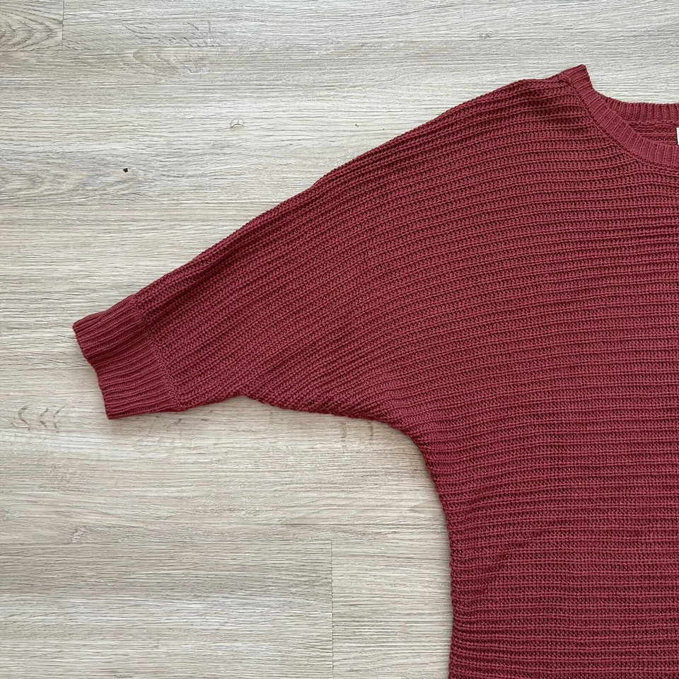 Juniper Ln Maternity Sweater Back Buttons Dolman Sleeve Cable Knit Rust Red Sz M - Image 2 of 4