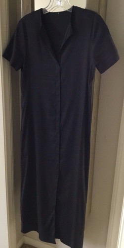 PETER COHEN NAVY STRETCH LINEN SHORT SLEEVE DRESS SZ P - 第 1/6 張圖片