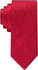 Tommy Hilfiger Men's Red Herringbone Solid Necktie- OS