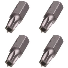 T15 TORX Security Bits | S2 Steel | 1/4" Hex Shank | 1" Length, 4 Qty (BCP964)