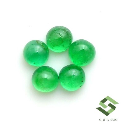 3.50 mm Natural Emerald Round Cabochon Lot 05 Pcs 0.90 CTS Untreated Loose Gems