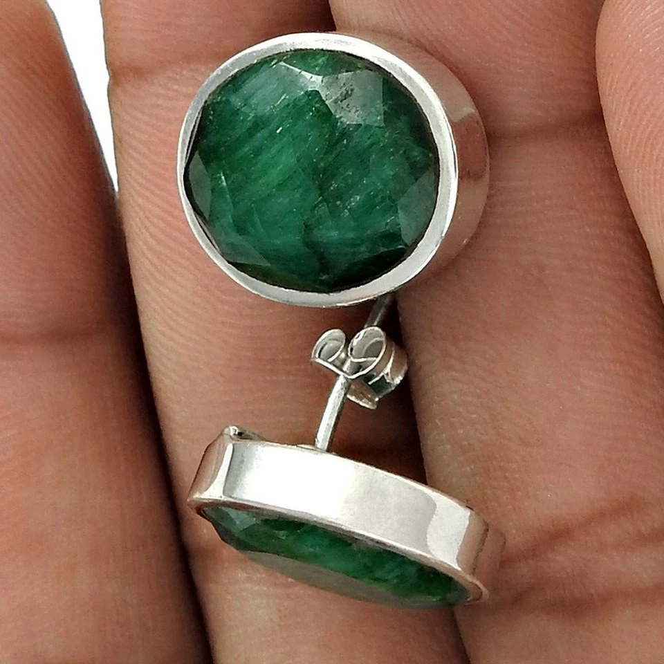 Weihnachtsgeschenk Natürlicher Smaragd Boho Ohrringe 925 Sterling Silber M95 - Bild 2 von 4