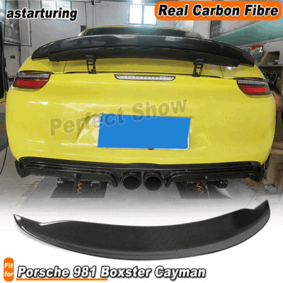 For Porsche Cayman Boxster 981 Coupe 13-16 Carbon Fiber Rear Trunk Spoiler Wing 