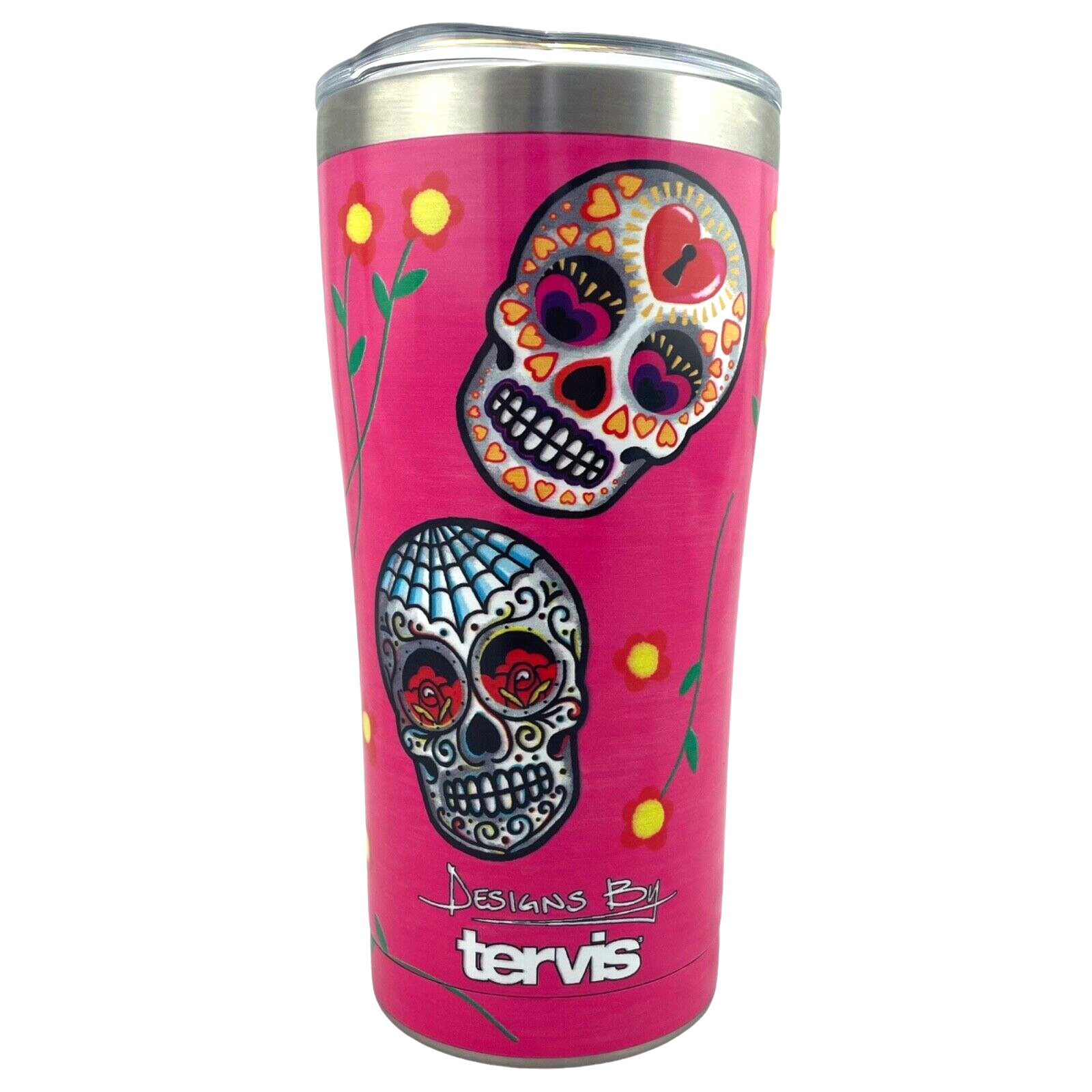 Tervis Tumbler Hot Pink Sugar Skull Halloween Stainless 20oz