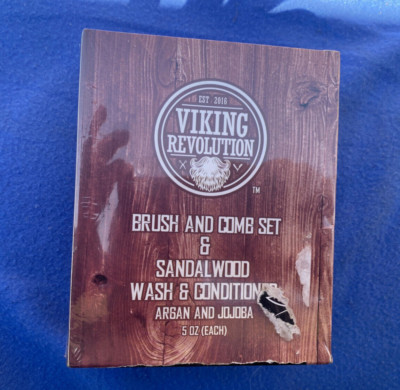 Viking Revolution Beard Brush & comb set W/ Sandalwood Wash&Conditioner