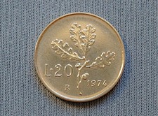 Italia Repubblica Italiana 1974 20 Lire Quercia 