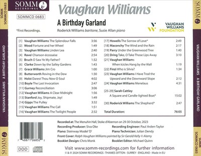 RODERICK WILLIAMS / SUSIE ALLAN VAUGHAN WILLIAMS: A BIRTHDAY GARLAND NEW CD