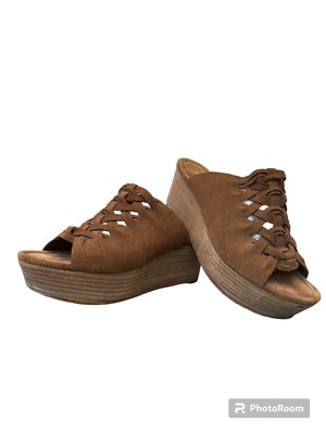 Michael Kors Brown Suede Woven Wedge Sandals