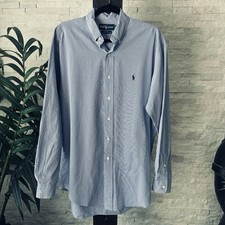 Ralph Lauren Blue Check Plaid  Blake  Two Ply Cotton Button Down Size M