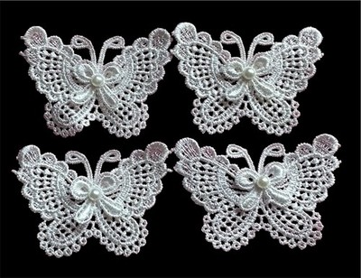 3 x 2-inch butterfly sew on applique white color set of 7