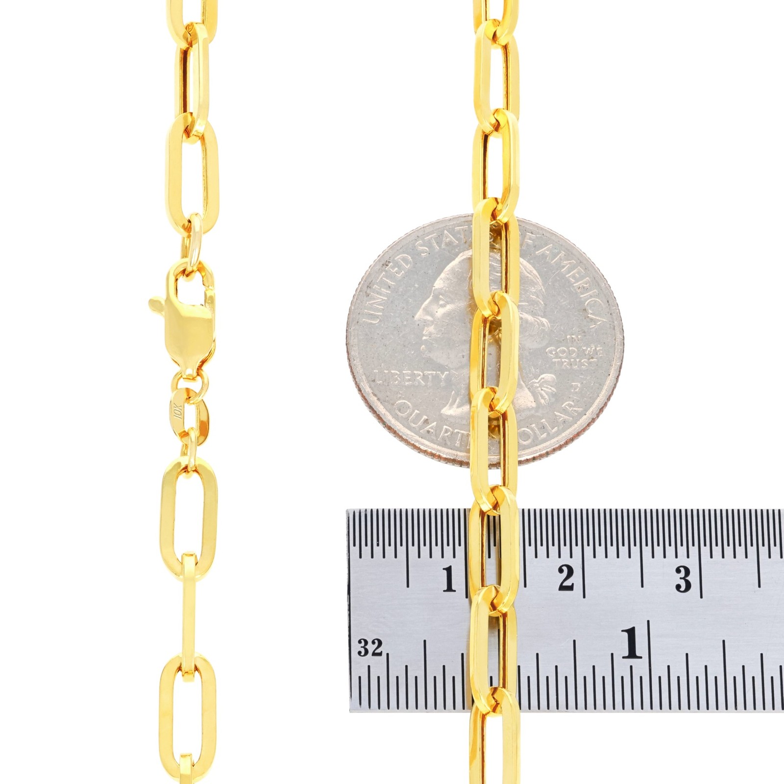 10k Yellow Gold 5mm Paperclip Chain Rolo Dainty Link Cable Necklace Womens 16"