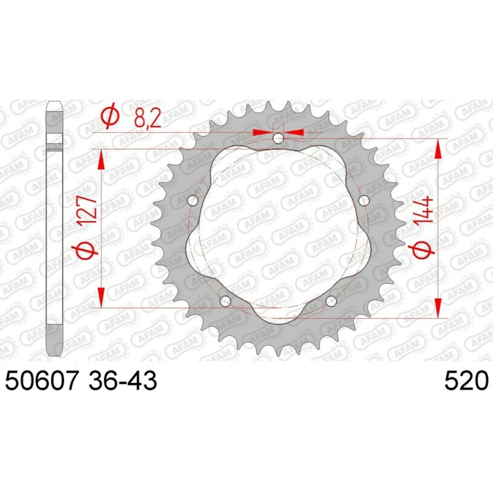 AFAM Standard Steel Sprocket 50607-Pitch 520-Requires Sprocket Support