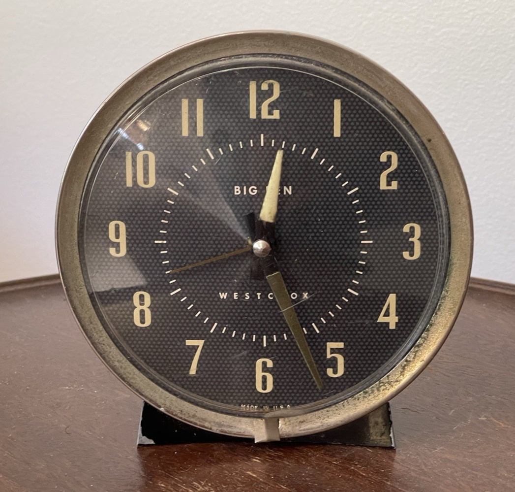 VINTAGE 1950s/60s Westclox BIG BEN Alarm Clock Black Dial Style 7