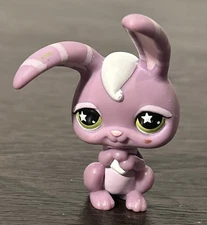 Lps Purple Stripe Bunny Green Star Eyes Authentic Pet #828