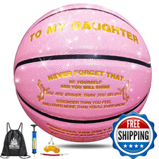 Wtopsbo Personalized Glitter Pink Basketball To My Daughter Gift Sparkle Glow