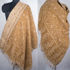 Sand Brown Large Yak Wool Shawl Thick Soft Warm Blanket Tibet Reversible Throw