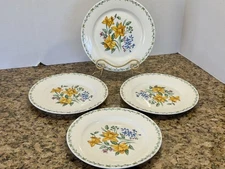 Thomson Pottery Floral Garden Dinner Plates Set of 4-10.5" Botanical Florals EC