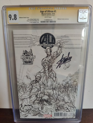 #ad CGC SS 9.8 Midtown Comics Exclusive AGE OF ULTRON #1 Signed by Stan Lee $630.00