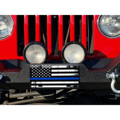 Blue Vintage American Flag Automotive Front License Plate w/Screws Kit Universal - Foto 12 di 13
