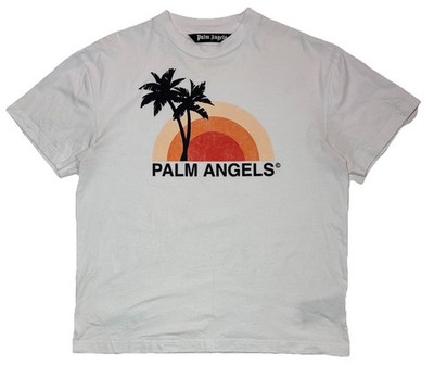 Rare Palm Angels Sunset Palm Tree Tee Shirt Men's XL White Italy