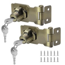 2pcs Keyed Hasp Locks 2.5 Inch Twist Knob Keyed Locking Hasp Metal Safety Hasp L