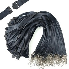 Black Breakaway Lanyards for Id Badges, 50Pcs Lanyard with JHook Bulk Flat fo...