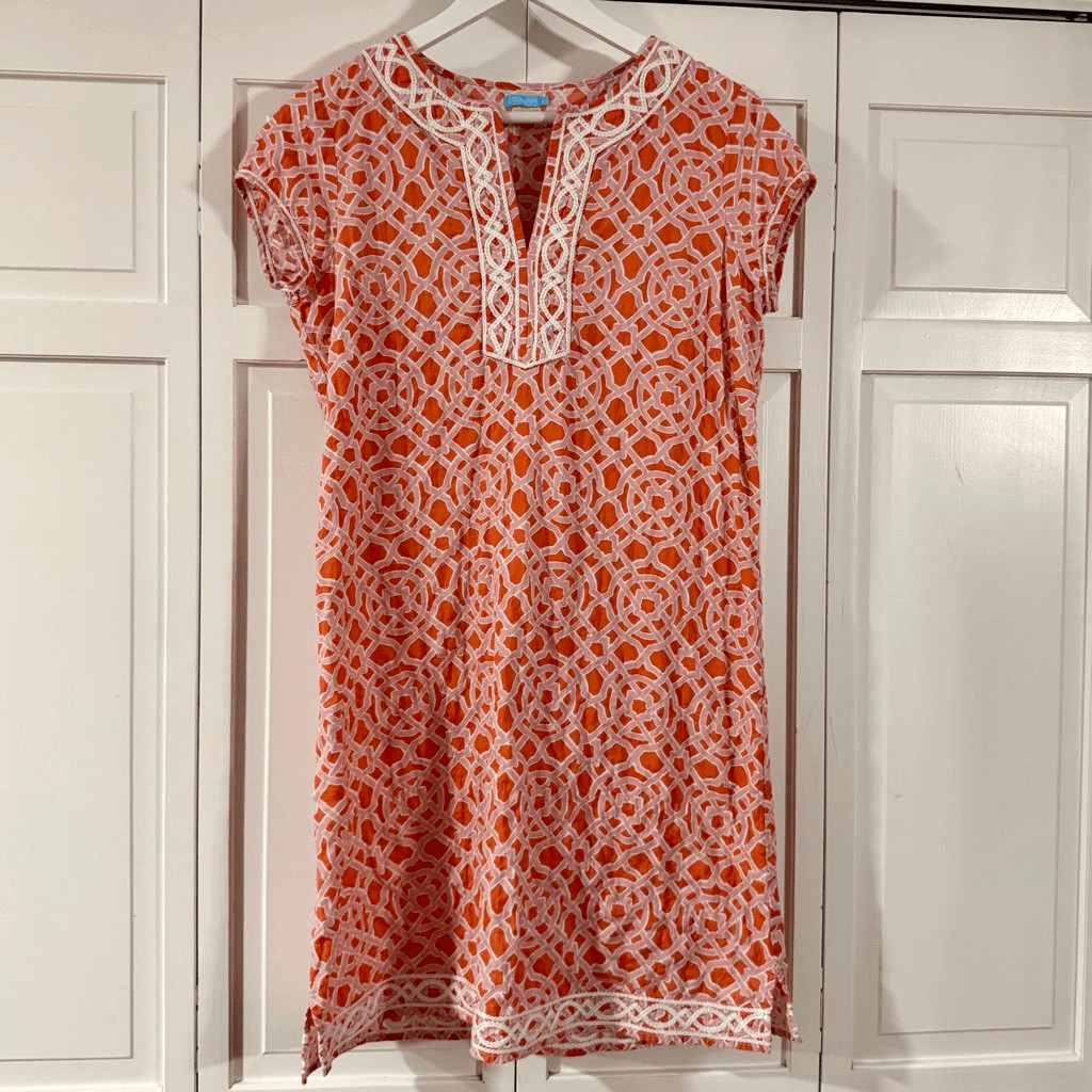 J. McLaughlin orange pink tunic geometric printed… - image 2