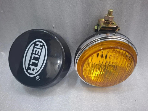 Pair Hella Yellow Fog Lamp With Cover With Bulb H3 Halogen Bulb Universal Fit - Picture 3 of 7