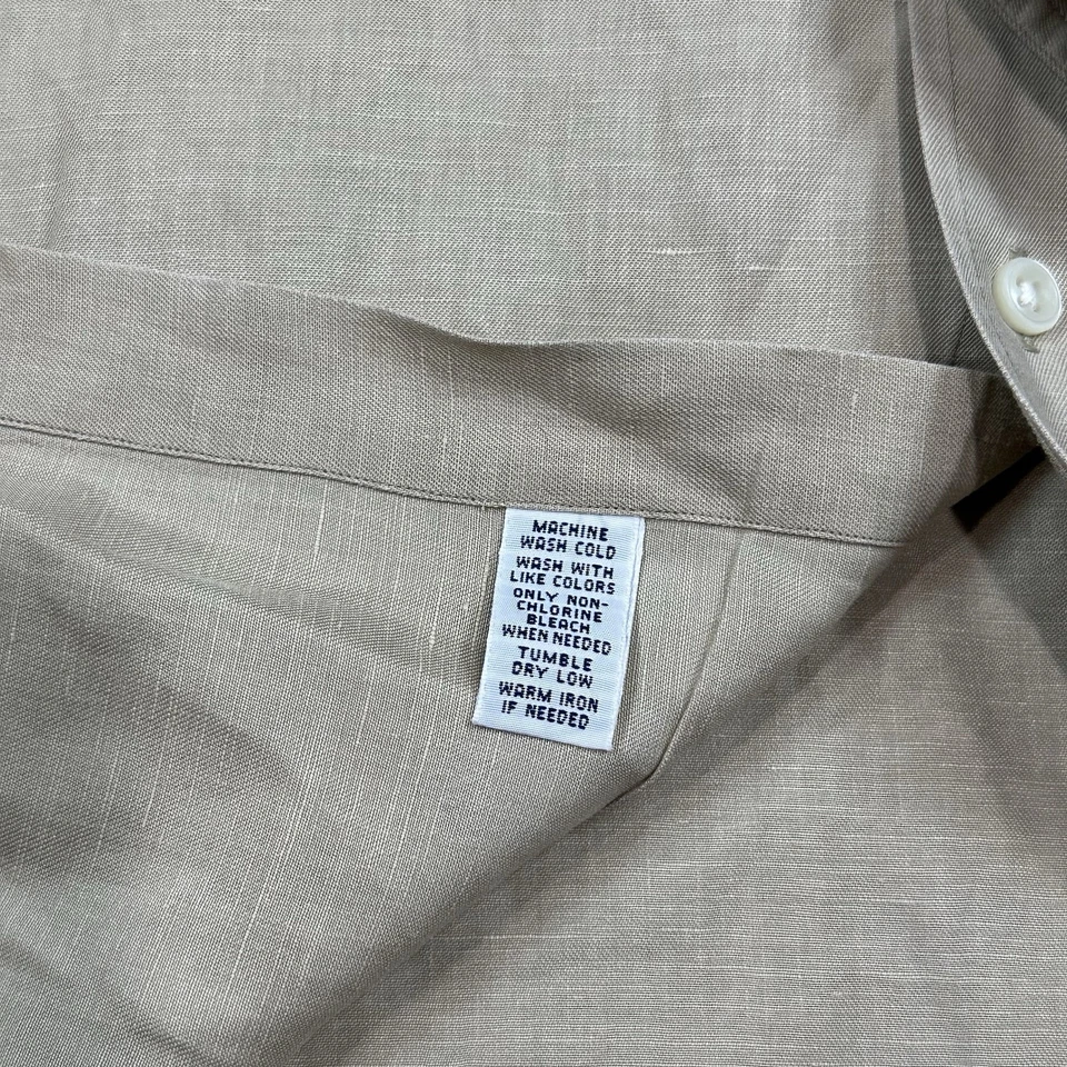 Polo Ralph Lauren Mens XXL Classic Fit Button Down Shirt Beige Linen Silk Blend - Image 4 of 4