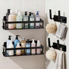 Shower Caddy Adhesive, -Adhesive Bathroom Shelves Basket, 2 Pack Large Capaci...