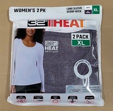 32 Degrees Women's 2 Pack Scoop Neck Tee, White Heather Purple, XL