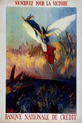 French Vintage 1918 Banque Nationale de Crédit Poster - 24x36  Retro Home Decor