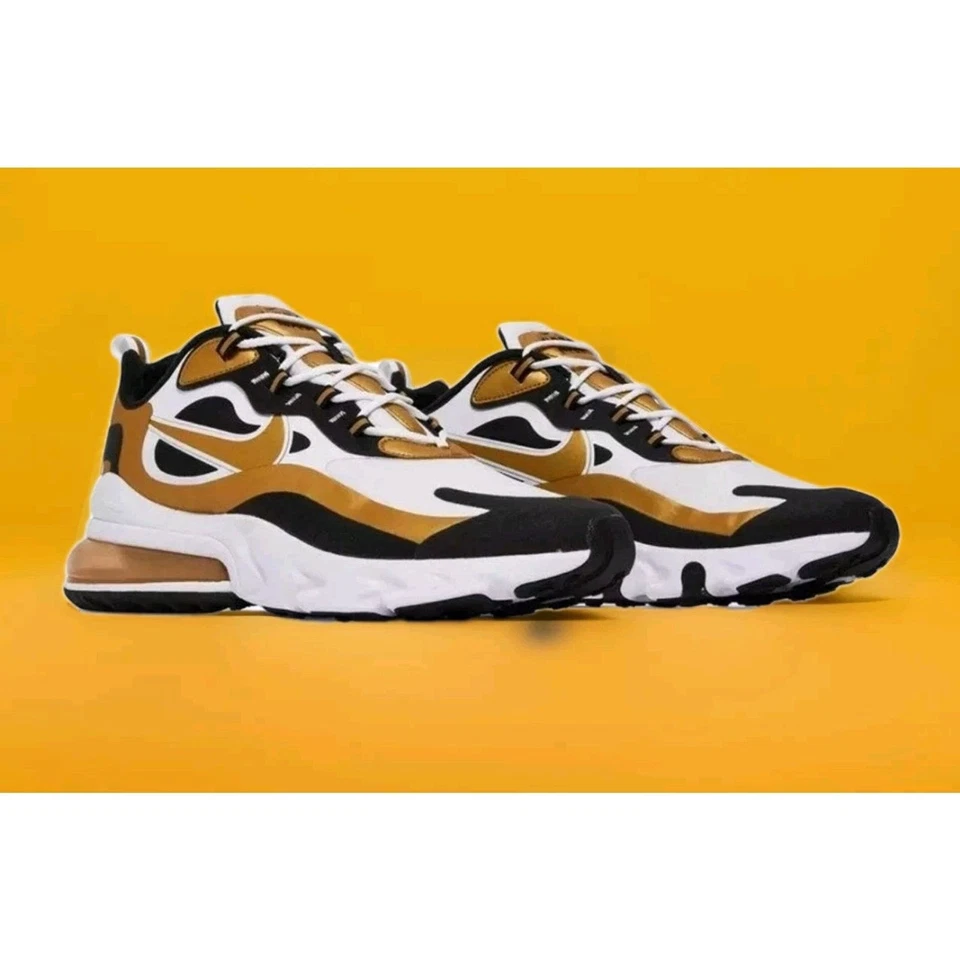Nike Air Max 270 React White Black Metallic Gold CW7298-100 Sneaker Trainer 8.5 - Image 4 of 4