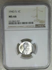 1943-S Lincoln Steel Cent NGC MS66 Frosty Luster in New Holder #K467Z