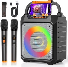 Karaoke Machine w/2 Wireless Microphones Bluetooth Karaoke Speaker  PA System