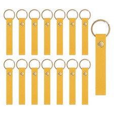 20 Pcs PU Leather Laser Engraving Keychain Blanks Yellow, 4.5" x 0.6" 