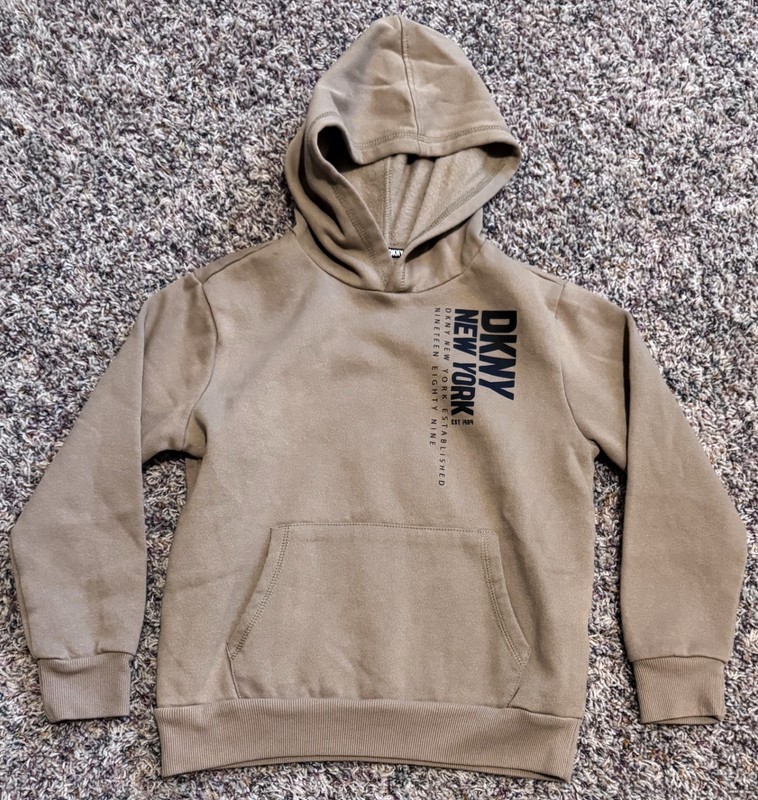 DKNY Brown Hoodie Size 10 Sweatshirt Pullover Kids Boys Girls