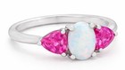 GENUINE 1.02 Cts WHITE OPAL & PINK SAPPHIRE RING SOLID .925 STERLING SILVER -NWT — photo 1