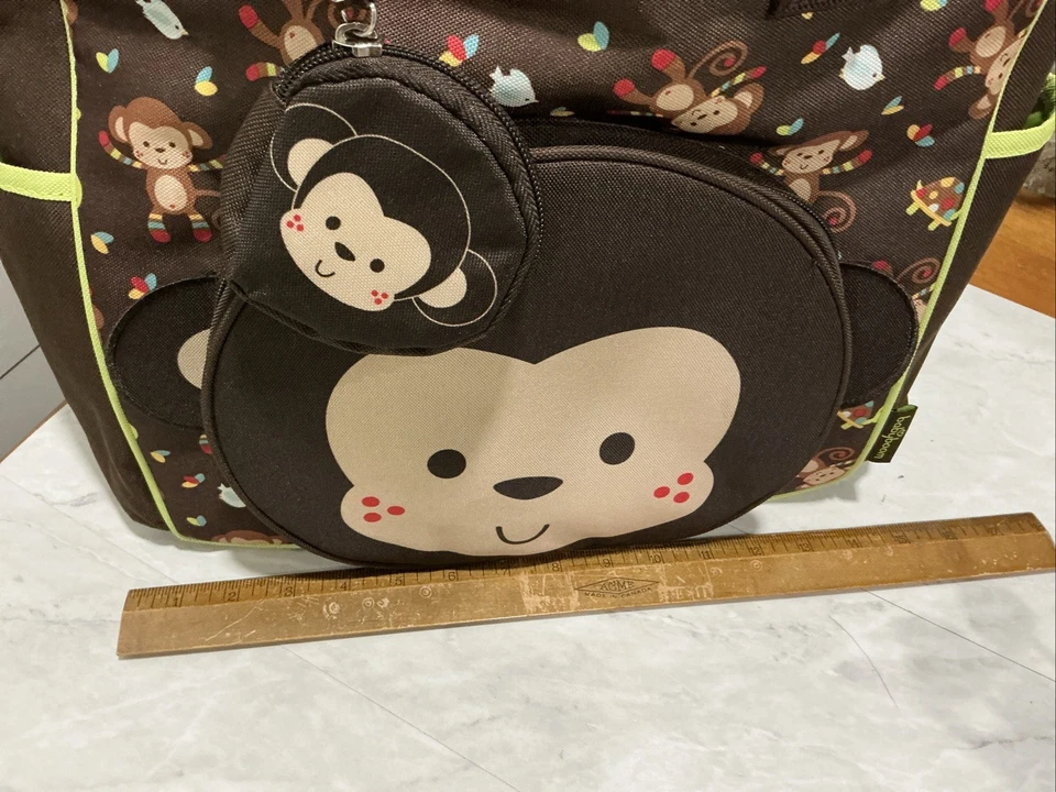 Bolsa de pañales Babyboom Monkey/bolso de viaje biberón chupete estuche cambiador almohadilla marrón Foto 3 de 4