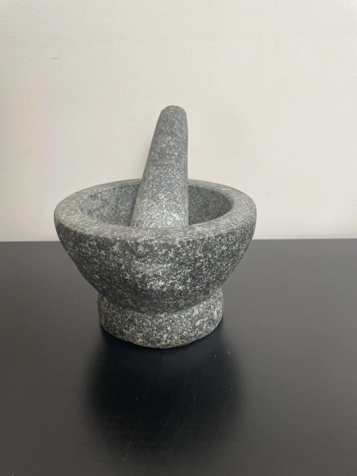 Stone Mortar and Pestle Set, Heavy Granite Black/gray Color 6” Diameter
Opens in a new window or tab